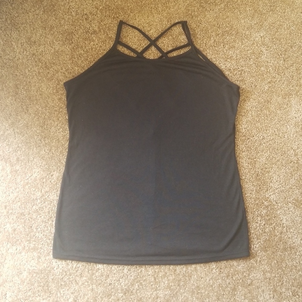 Black strappy back tank top